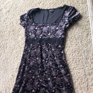 VELVET grunge midi dress with sheer lace band